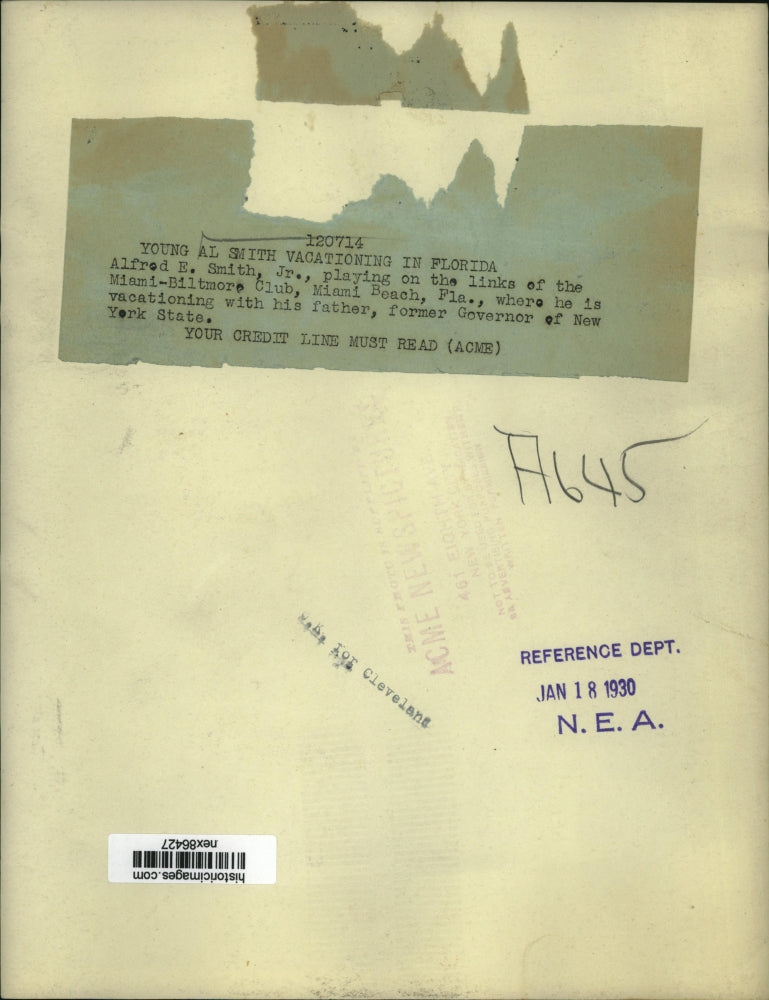 1930 Press Photo Alfred E Smith Jr Son of Governor Plays Golf Miami Biltmore