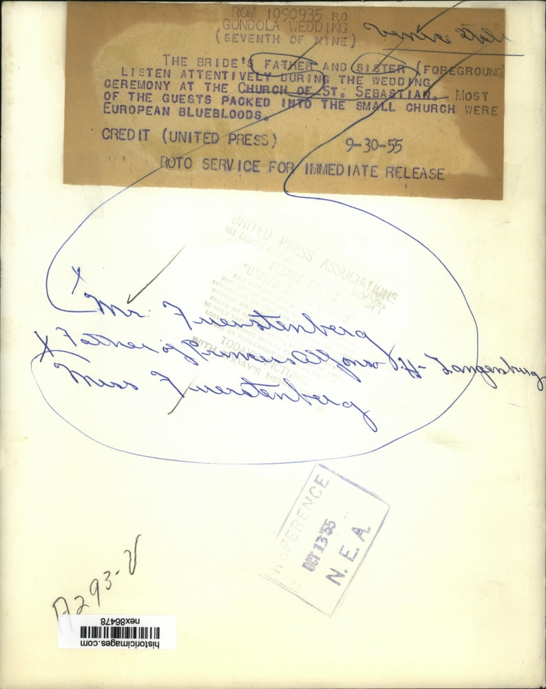 1955 Press Photo Father & Sister of Prince Alfonson's Wedding St Sebastian