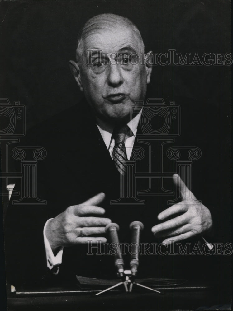 1966 Press Photo French President Charles DeGaulle at Press Conference Paris