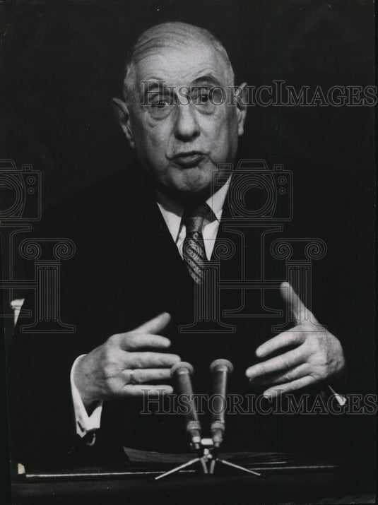 1966 Press Photo French President Charles DeGaulle at Press Conference Paris