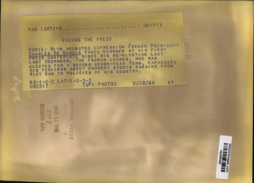 1966 Press Photo French President Charles DeGaulle at Press Conference Paris