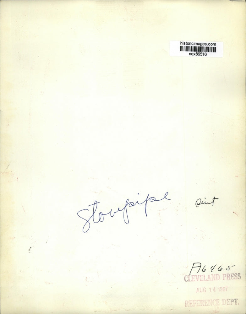 1967 Press Photo Stovepipe Suit Being Modeled - nex86516