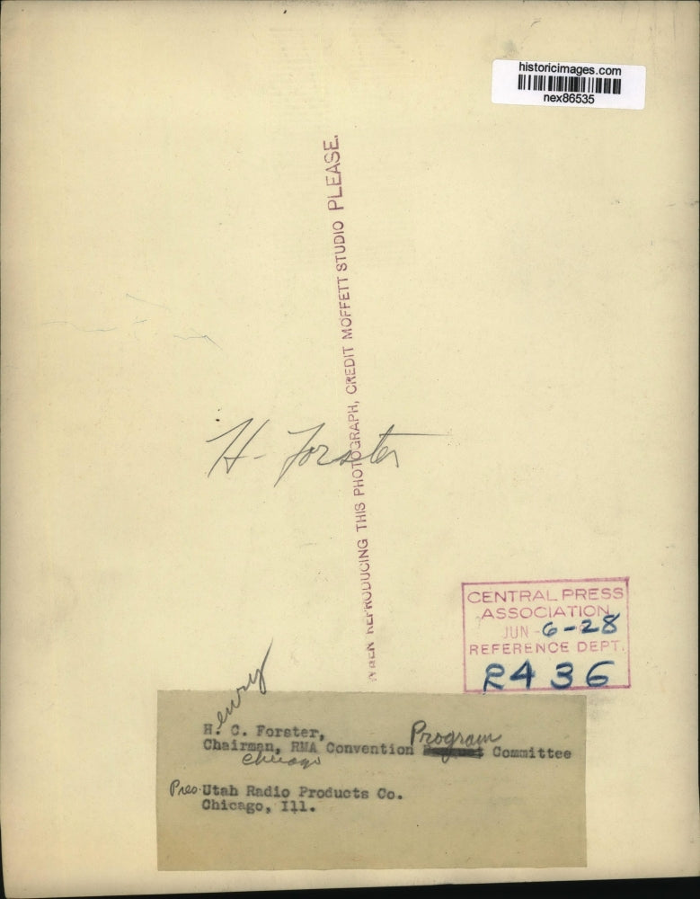 1928 Press Photo Henry C Forster Chairman of RMA Convention Program Comm Chicago