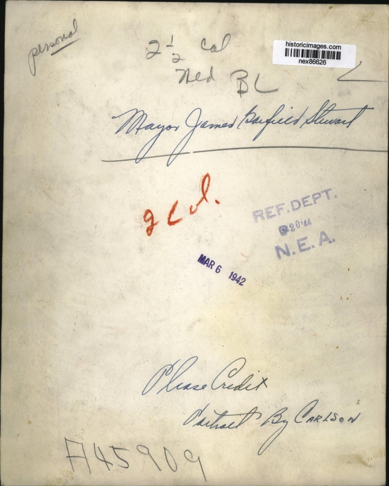 1942 Press Photo Mayor James Barfield Stewart - nex86626