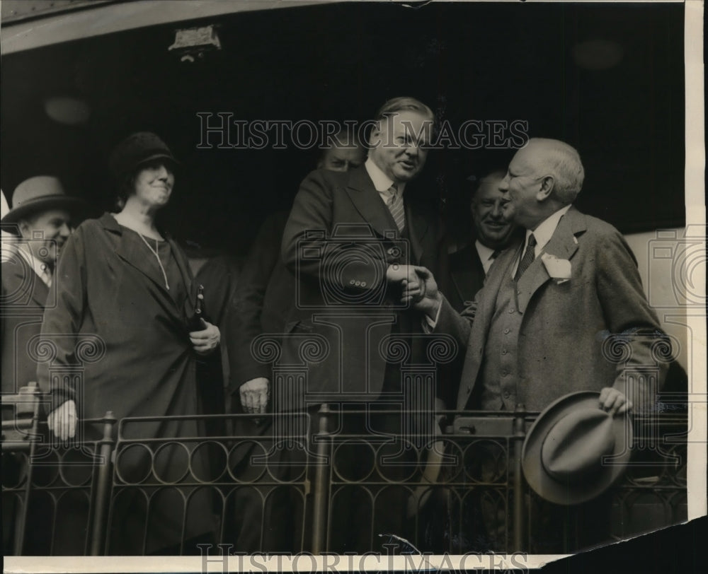 1928 Press Photo Herbert Hoover Presidential Campaign Mayor T Raymond of Newark