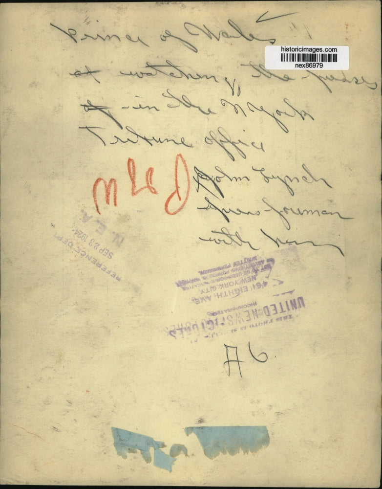 1924 Press Photo Prince of Wales Watches Press at New York Tribune John Lynch