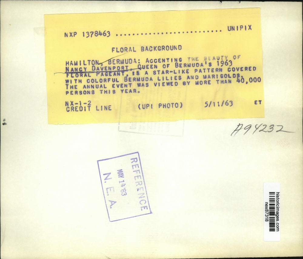 1963 Press Photo Nancy Davenport Queen of Bermuda Floral Pageant Bermuda Lilies