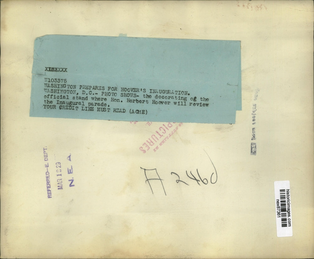 1929 Press Photo President Herbert Hoover Inauguration Preparations