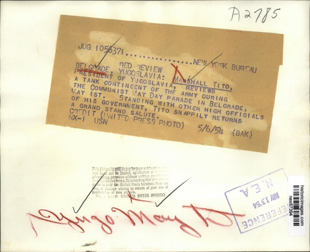 1954 Press Photo Marshal Josip Broz-Tito President Yugoslavia May Day Parade