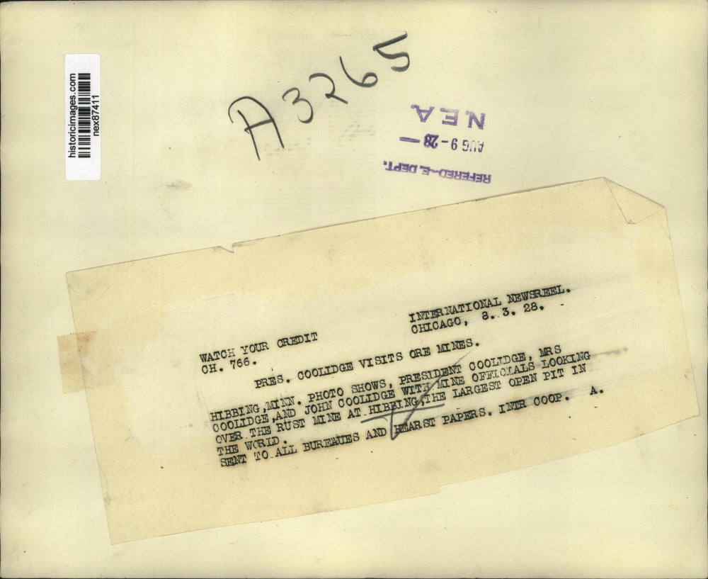 1928 Press Photo President Coolidge, Mrs Coolidge & John Coolidge with Mine Offi