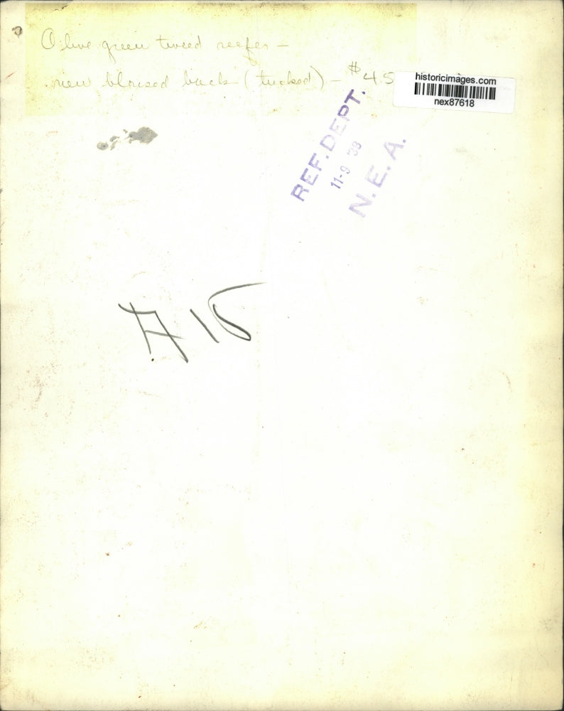 1938 Press Photo Olive Green Tweed Womens Reefer Coat with Bloused Tucked Back