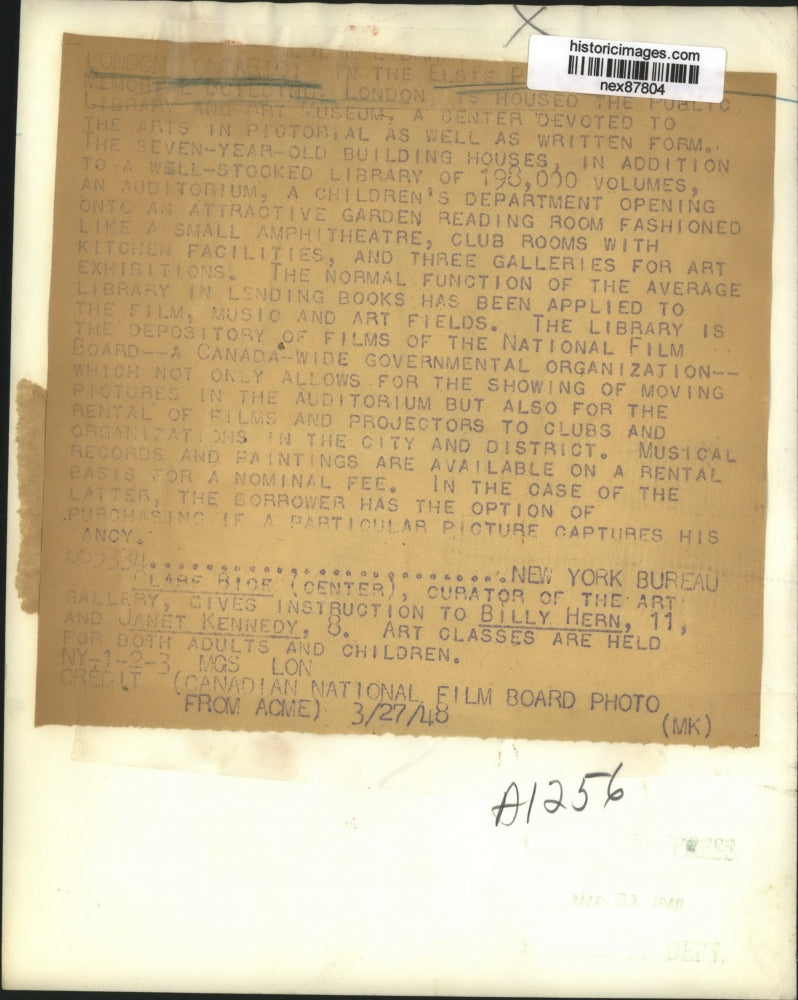 1948 Press Photo Clare Bice Instructing Billy Hern Age 11 & Janet Kennedy Age 8