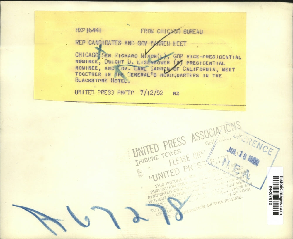 1952 Press Photo Senator Richard Nixon & VP Nominee Dwight Eisenhower in Chicago