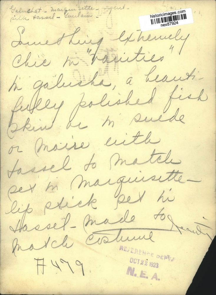 1923 Press Photo Extremely Chic in Vanities Polished Fish Skin in Suede