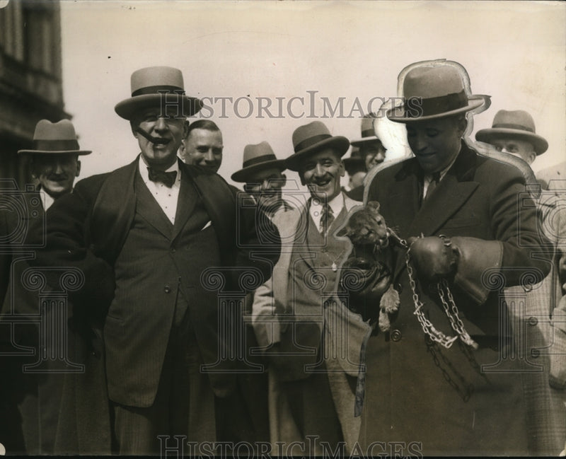 Load image into Gallery viewer, 1928 Press Photo Governor Alfred Smith of New York &amp; Bon a Tiger Cub of Zoo
