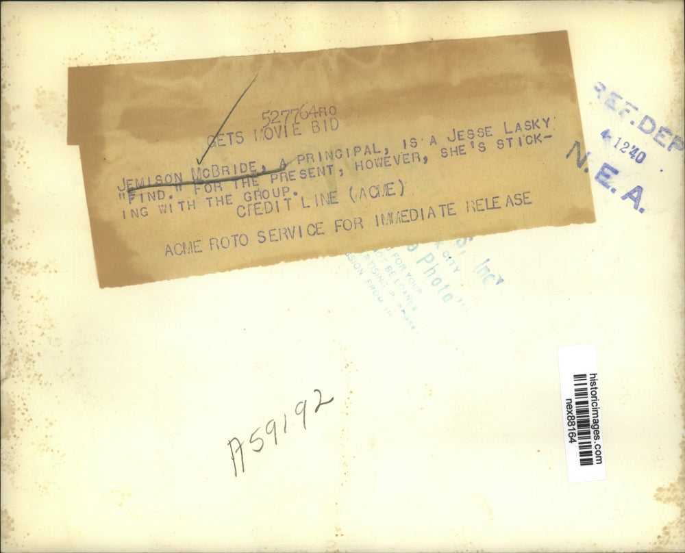 1940 Press Photo Jemison McBride, Principal, Jesse Lasky Find