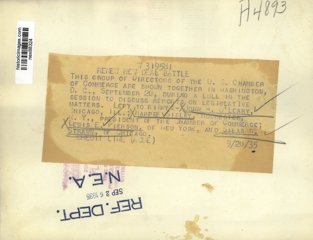 1935 Press Photo US Chamber of Commerce John O'Leary, Lewis Pierson, Silas Straw