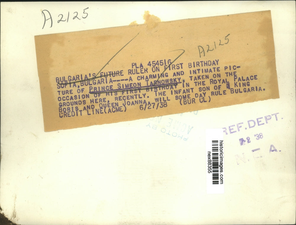 1938 Press Photo Prince Simeon Tarnowsky First Birthday in Sofia Bulgaria