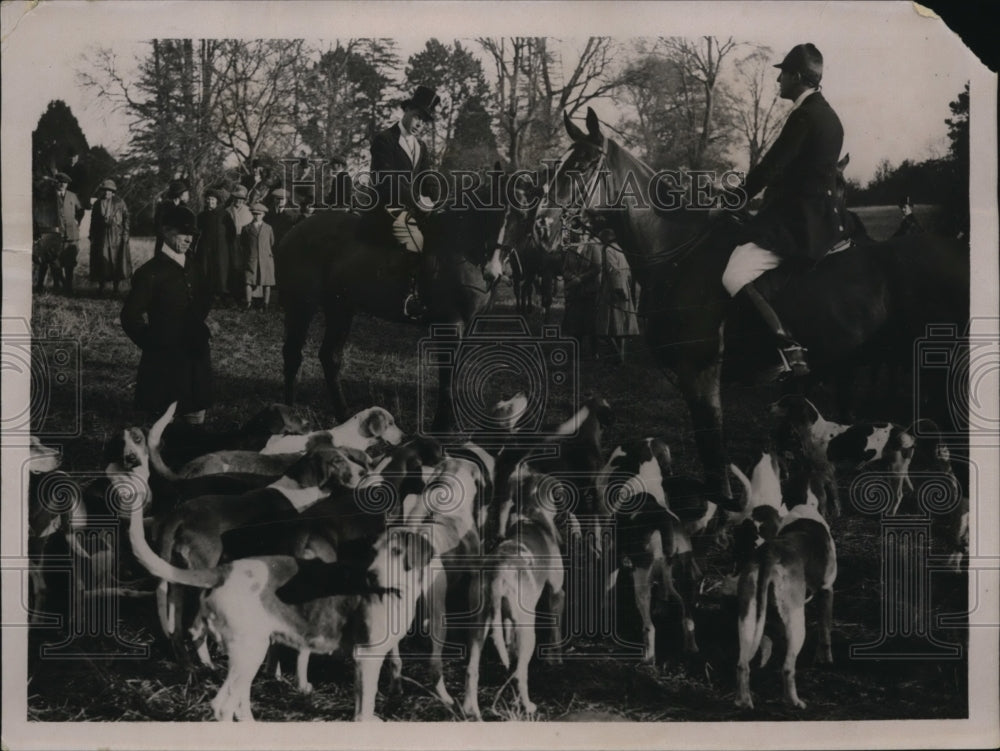 1923 Press Photo Prince of Wales & Marquess of Worcester at Meet Duke's Hounds