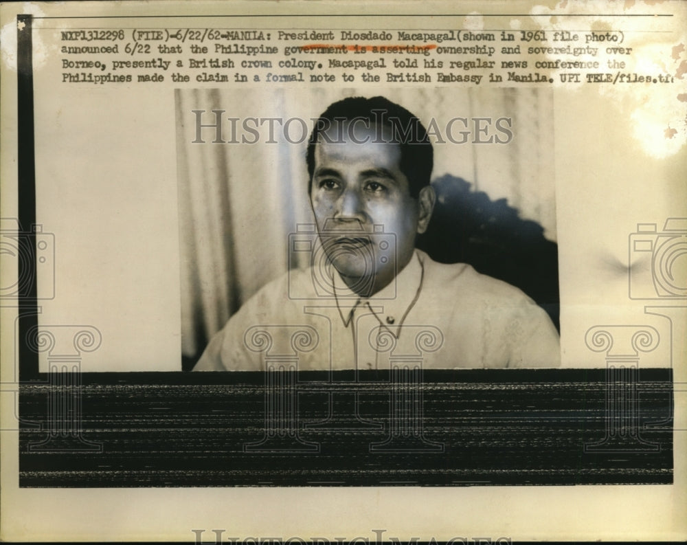 1962 Press Photo President Diosdado Macapagal of Philippines