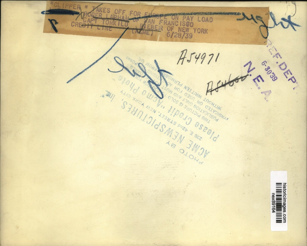 1939 Press Photo Roger Lapham & Captain Torkilo of New York