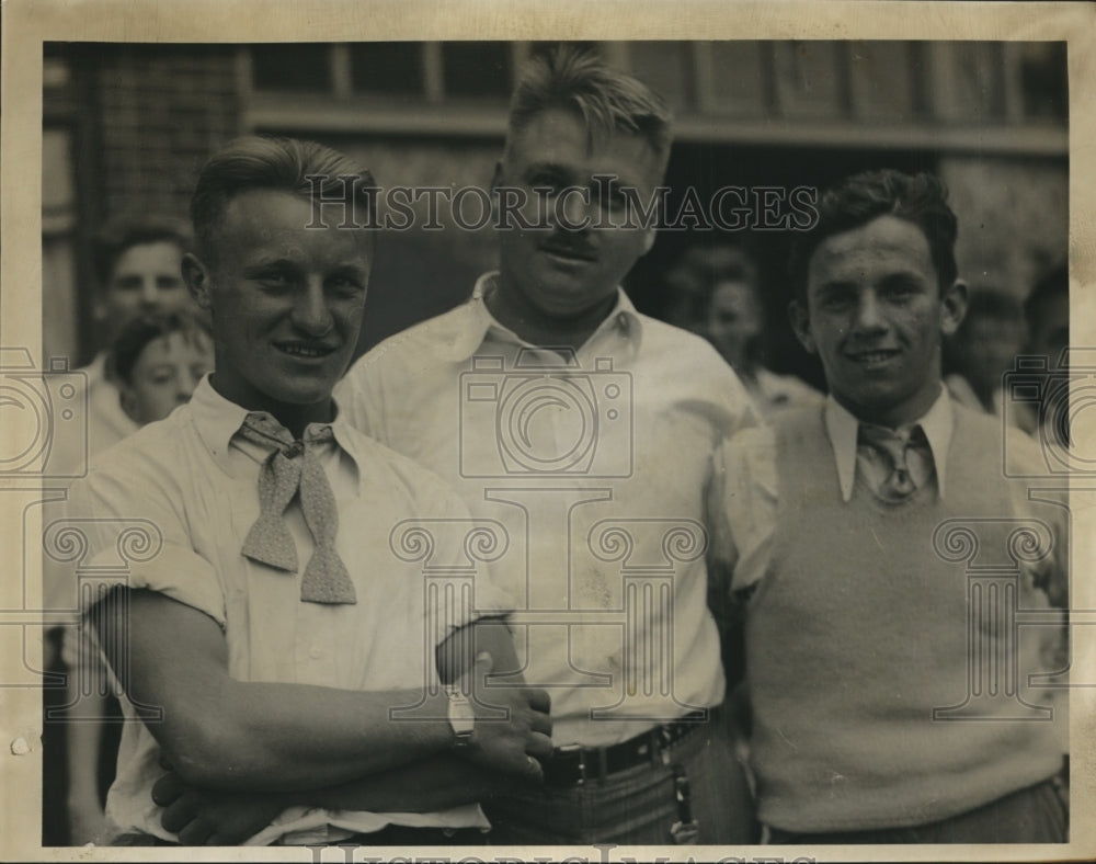 1934 Press Photo Joe Lutheran, Frank Dachter, Bill Narran