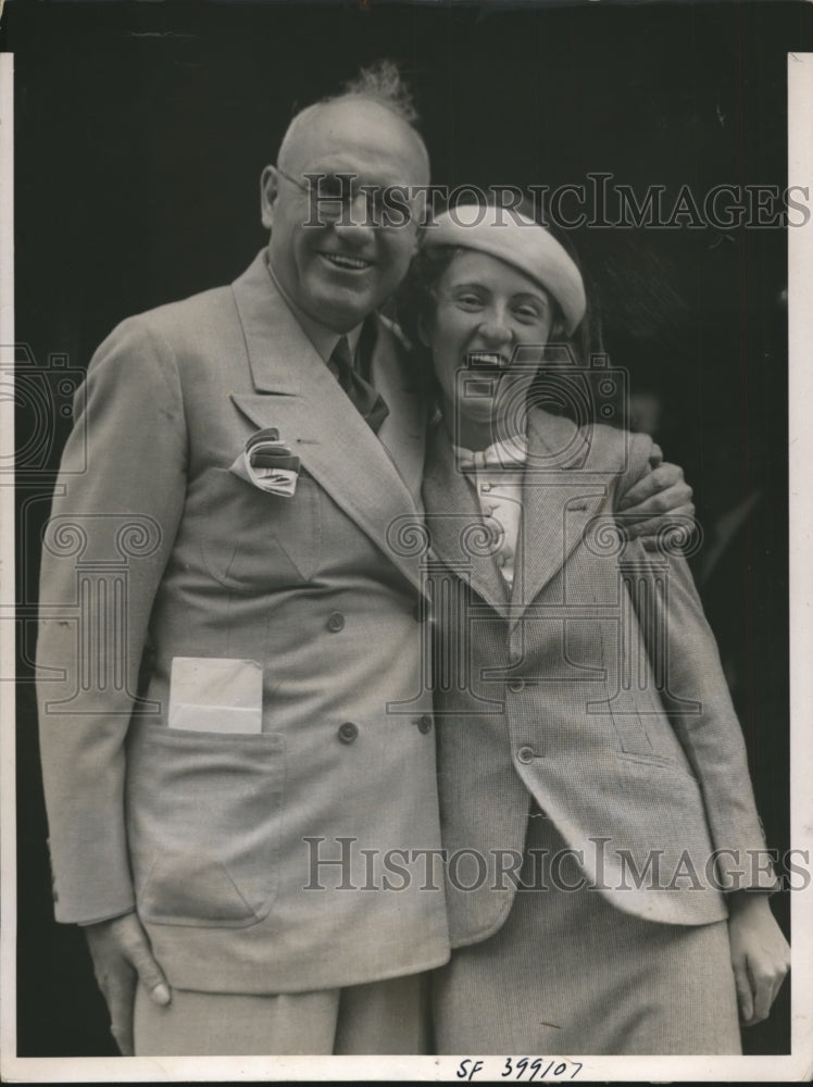 Load image into Gallery viewer, 1937 Press Photo Colonel Frederick B Snite &amp; Daughter Mary Loretta Snite
