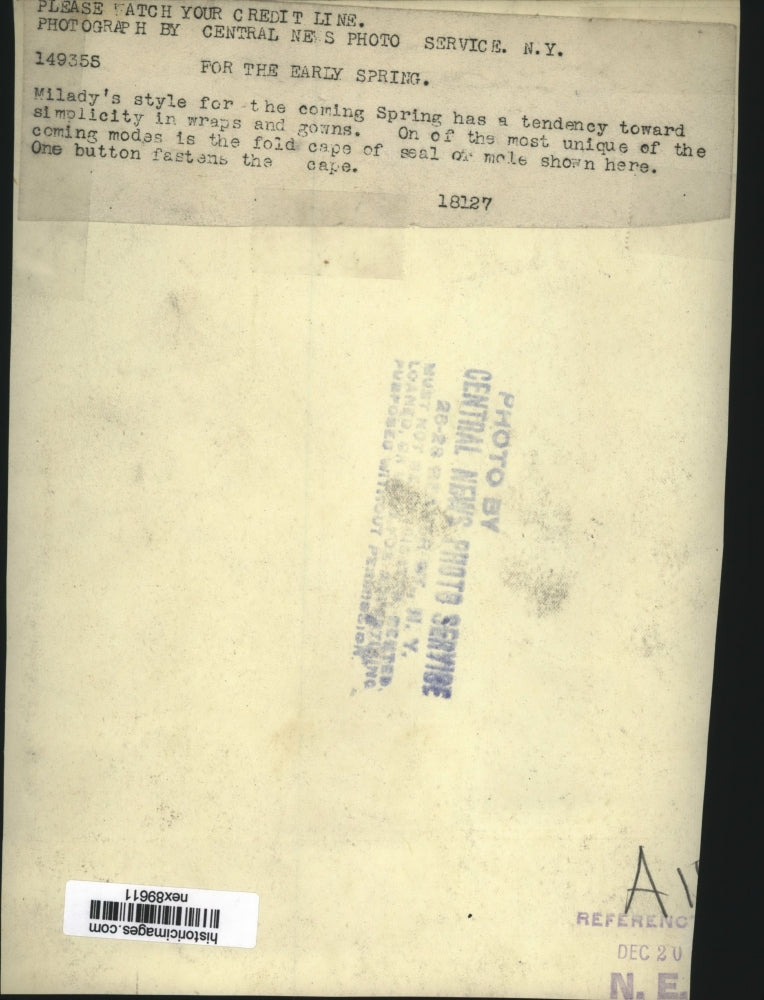 Load image into Gallery viewer, 1920 Press Photo Style for Spring Wraps &amp; Gowns Cape Made of Seal or Mole
