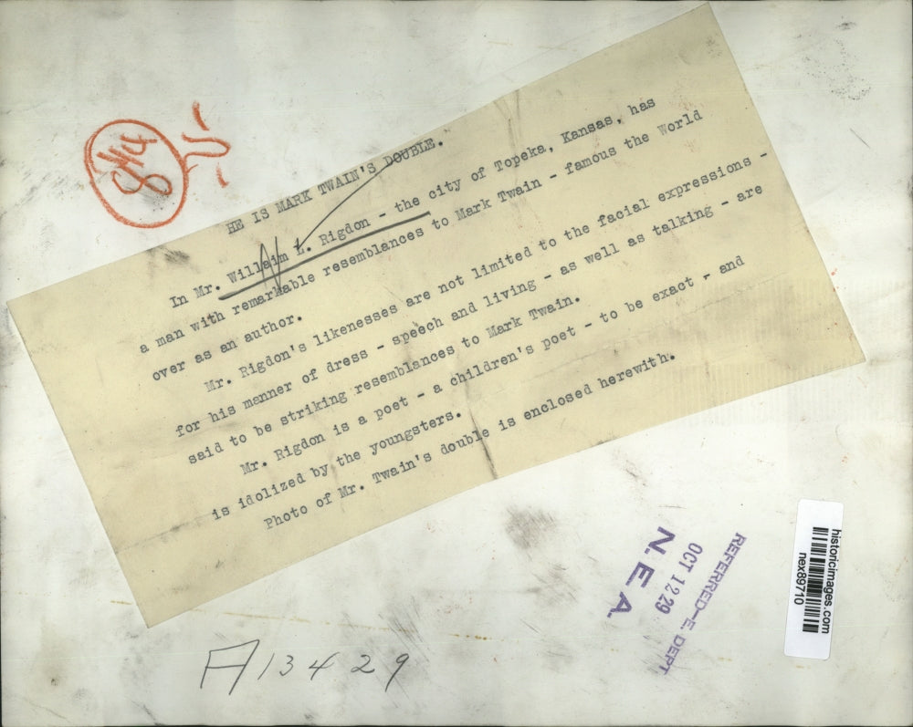 1929 Press Photo Mr William L Rigdon Children's Poet