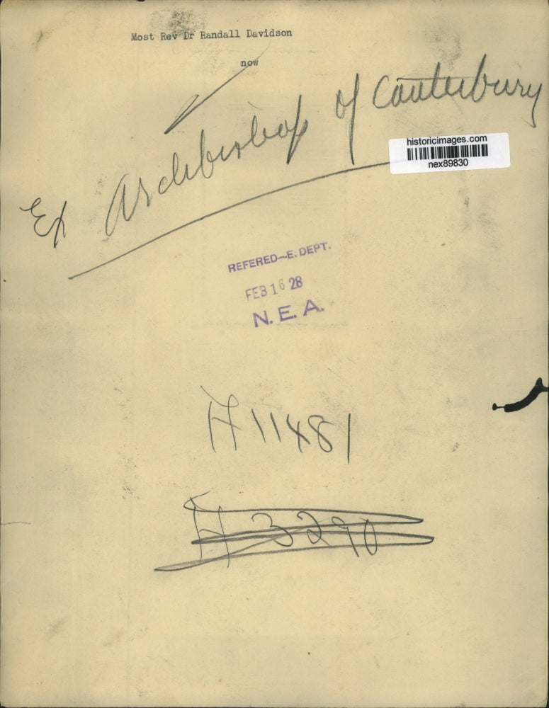 1928 Press Photo Most Reverend Dr Randall Davidson Ex Archbishop of Canterbury