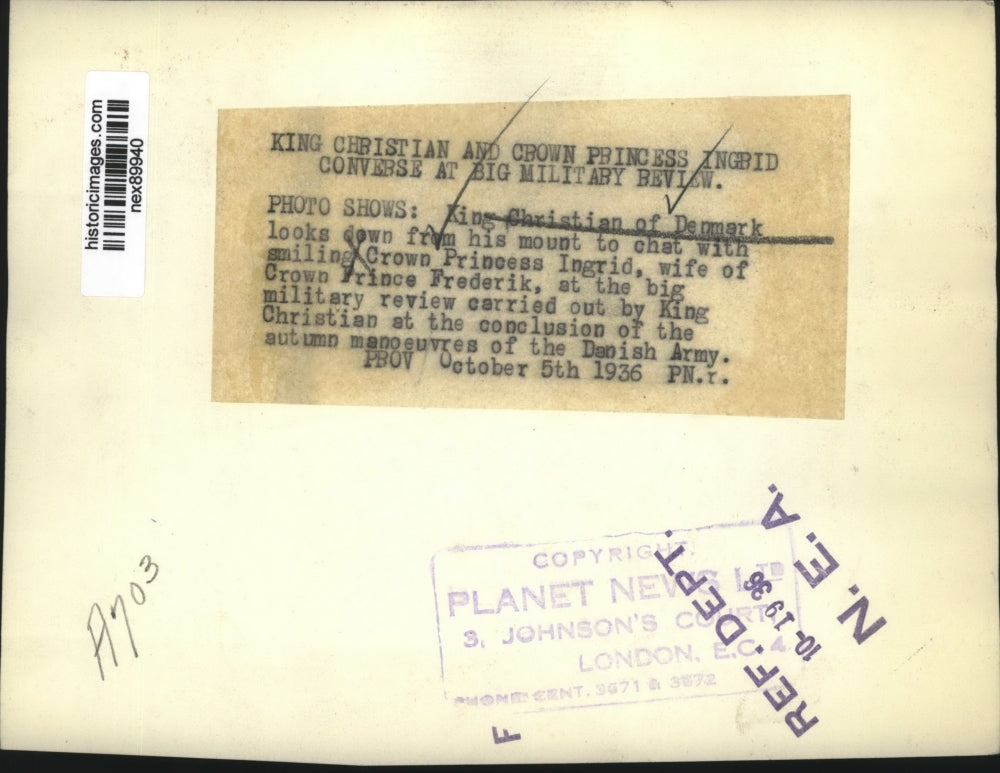 1936 Press Photo King Christian of Denmark Chatting with Crown Princess Ingrid