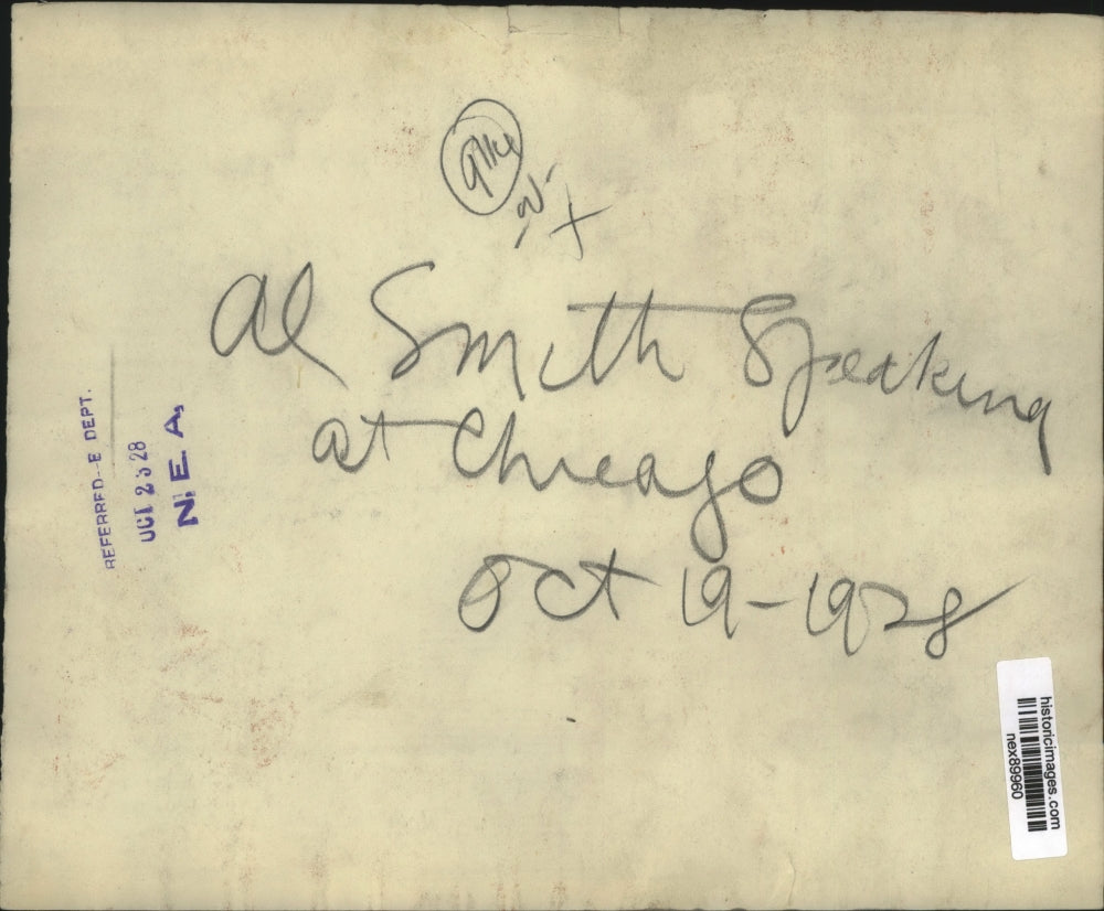 1928 Press Photo Governor of NY Al Smith Speaking in Chicago - nex89960