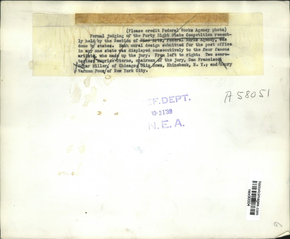 1939 Press Photo Formal Judging of Forty Eight State Competition at Post Office