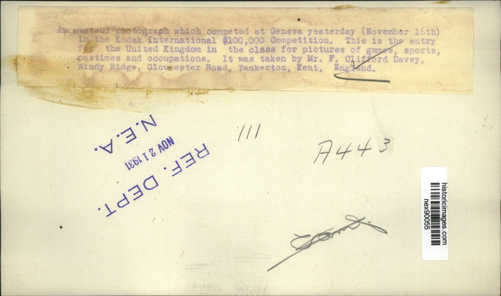 1931 Press Photo Amateur Picture in Kodak International $100000 Competition