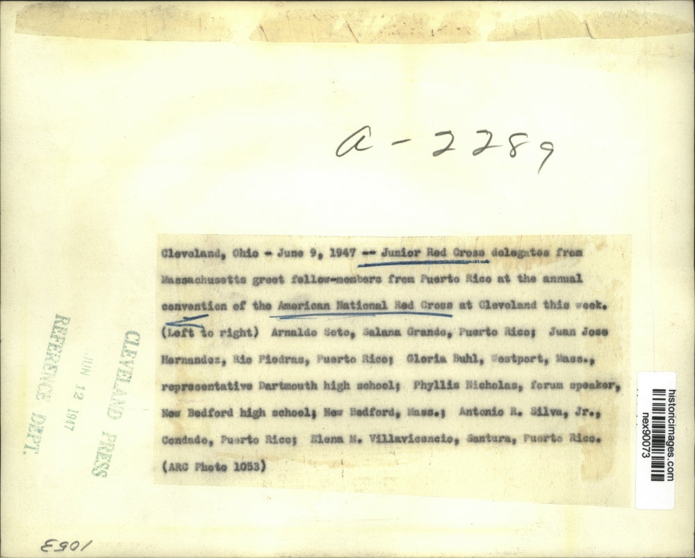 1947 Press Photo Junior Red Cross Delegates at American National Red Cross