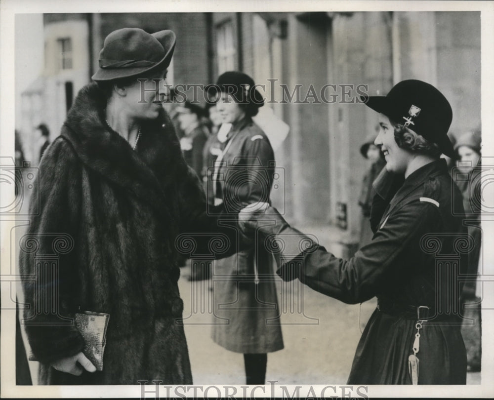 1938 Press Photo Princess Royal Shakes Hands with Troop Leader Morley in England