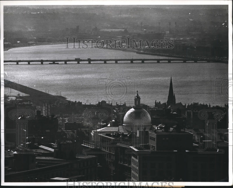Load image into Gallery viewer, 1960 Press Photo Dome of State House View From Custom House Tower Charles River
