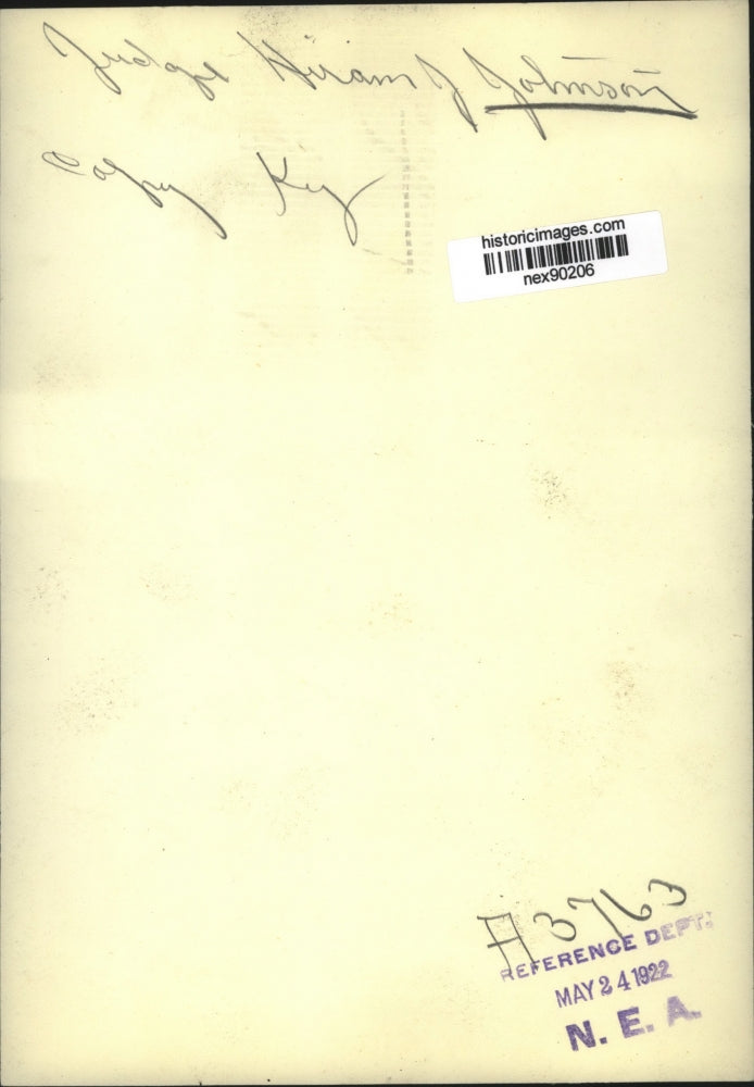 1922 Press Photo Judge Hiram J Johnson