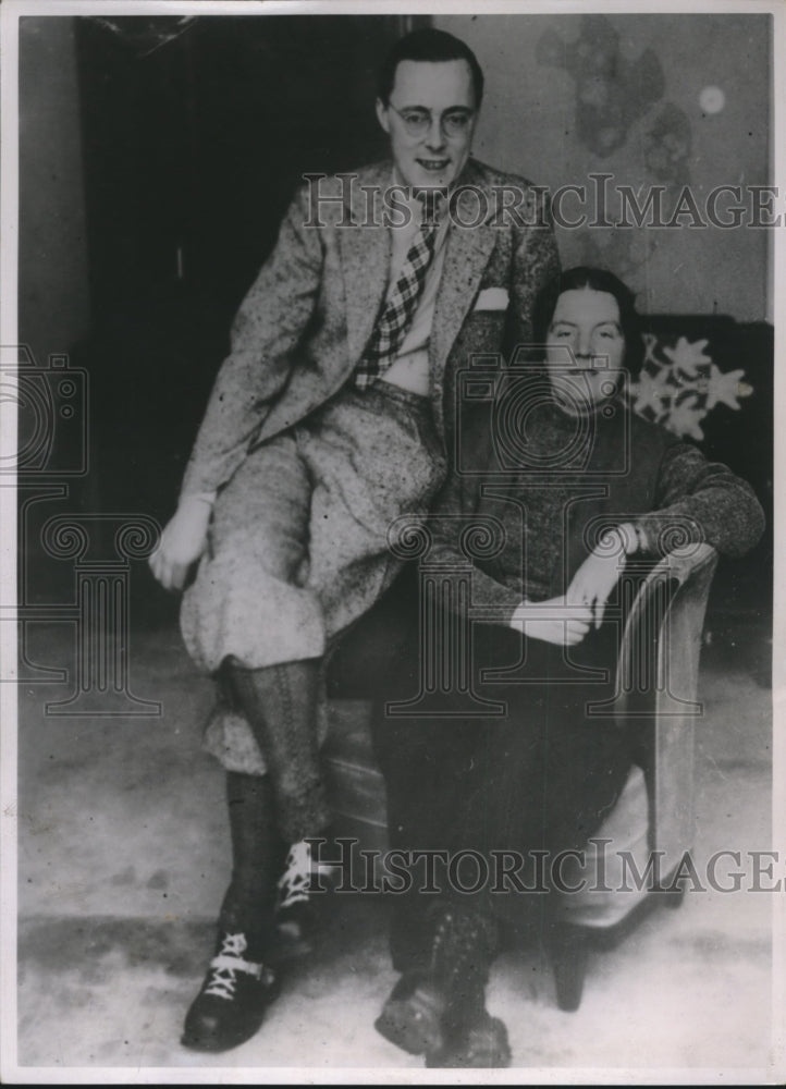 1937 Press Photo Princess Juliana & Husband Price Bernard de Lippe on Honeymoon
