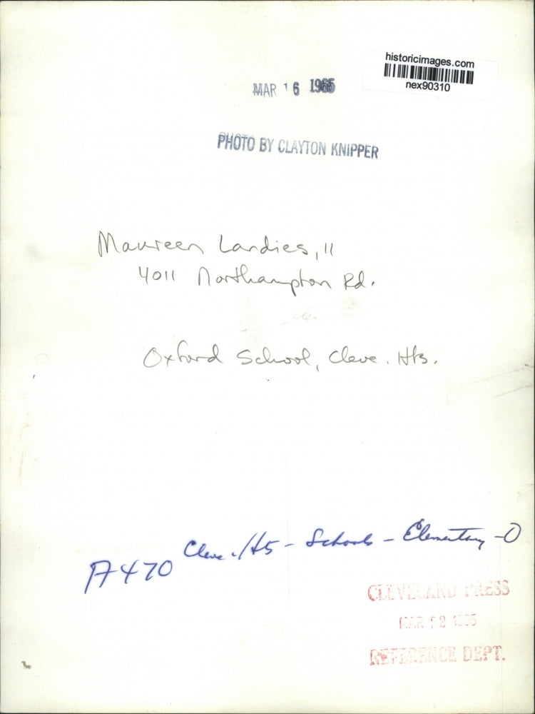1965 Press Photo Maureen Landies of Oxford School Cleveland Heights