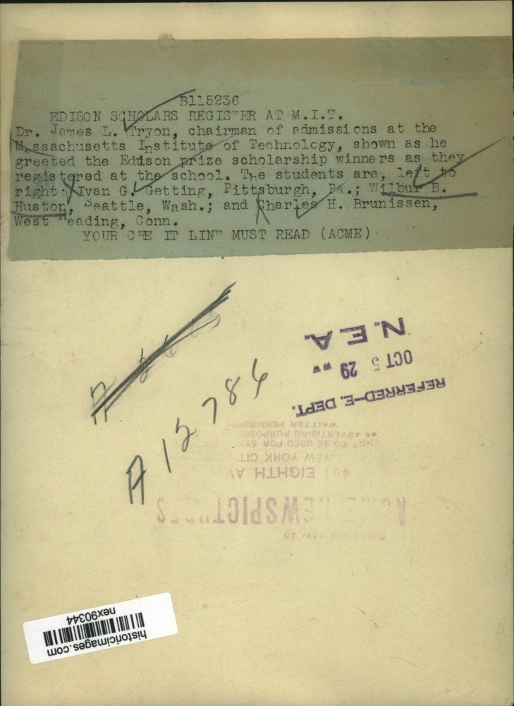 1929 Press Photo Dr James L Tryon of Massachusetts Institute of Technology