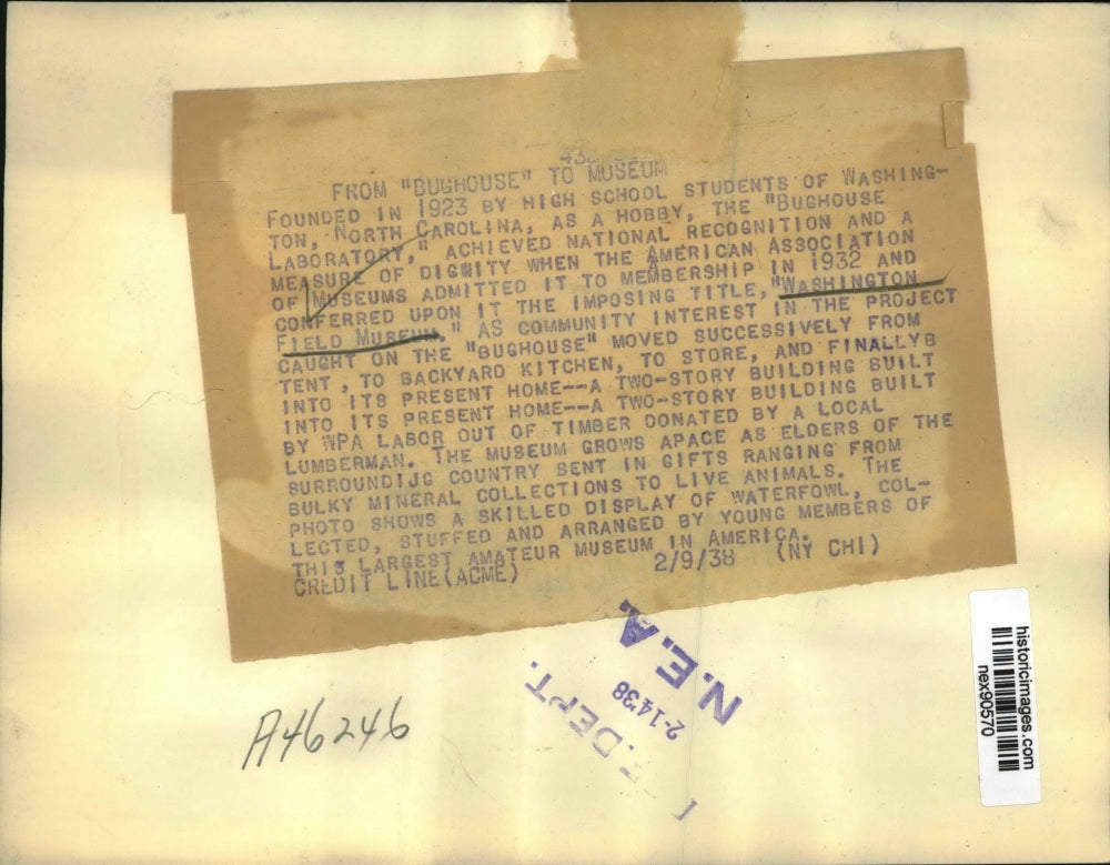 1938 Press Photo Washington Field Museum Called Bughouse Laboratory - nex90570