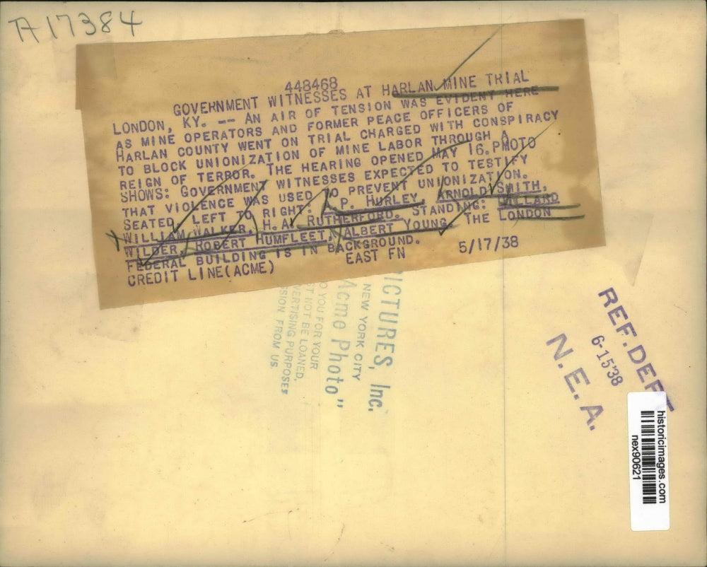 1938 Press Photo Government Witnesses in Harlan Mine Trial - nex90621