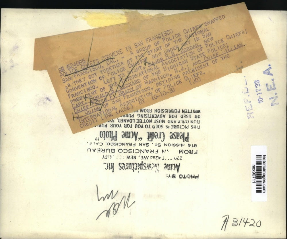 1939 Press Photo Police Chief Convention R B Jordan D S Leonard P Brady W Quinn