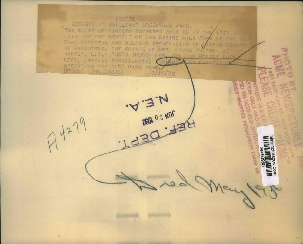 1932 Press Photo Mrs William Goadby Loew Mrs Guy Fairfax Carey at Milk Fund Fair