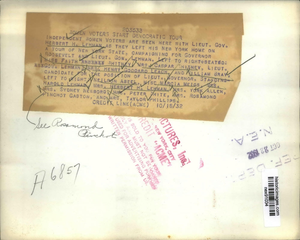 1932 Press Photo Lt Governor Herbert Lehman with Independent Women Voters