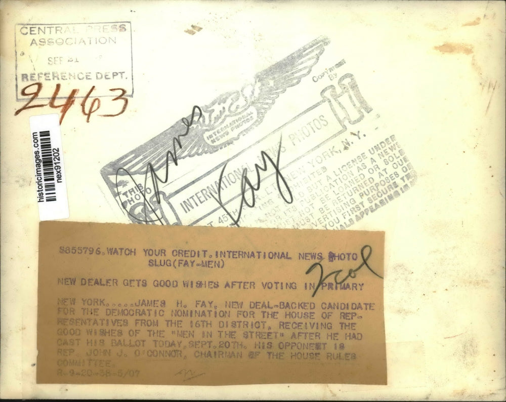 1938 Press Photo James H Fay Campaign for 16th House District New York