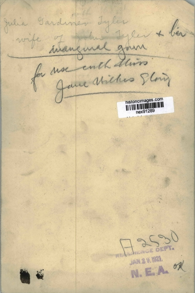 1921 Press Photo Julia Gardiner Tyler Wife of John Tyler Inaugural Gown