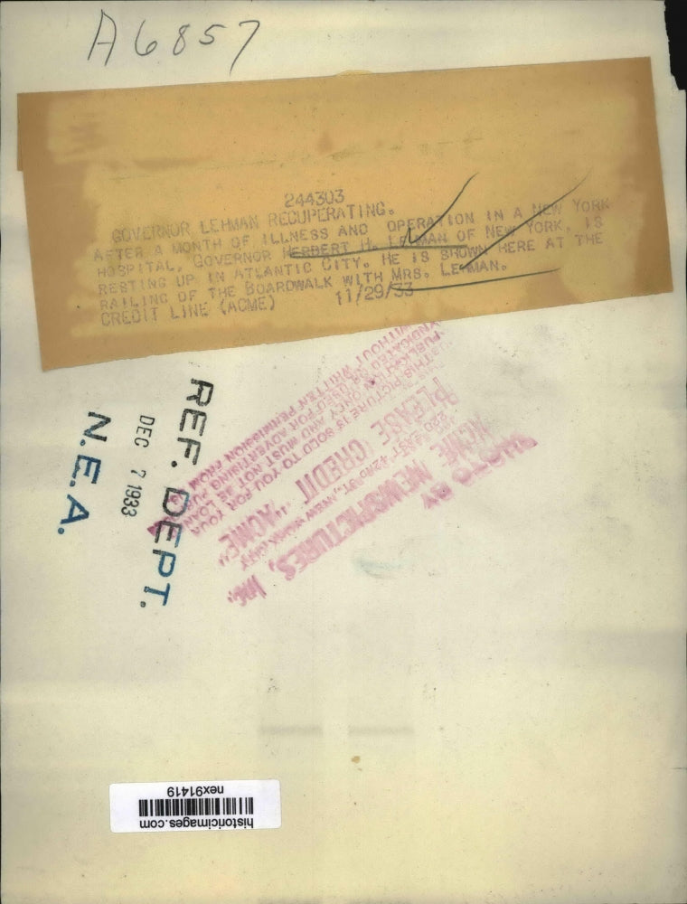 1933 Press Photo Governor and Herbert H Lehman of New York in Atlantic City