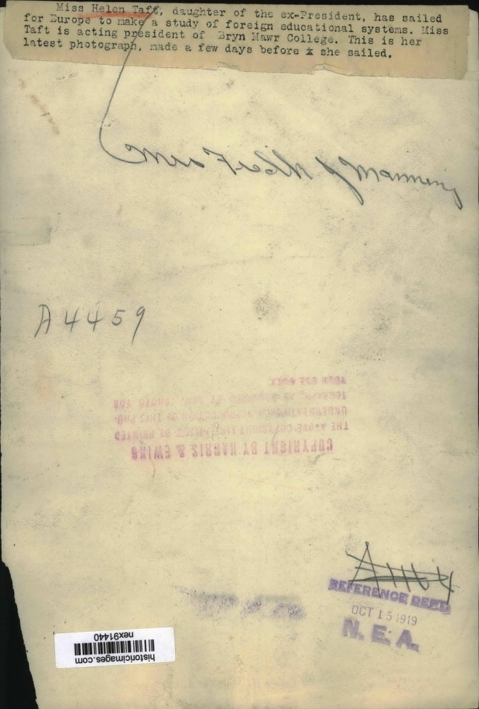 1919 Press Photo Helen Taft Daughter of Chief Justice William Taft